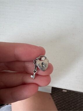 Pandora Heart Lock and Key Charm Pendant - Silver